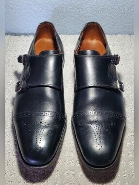 Allen Edmonds St. John's Black Leather Monk Strap Shoes  Brogue Men Size 11 B